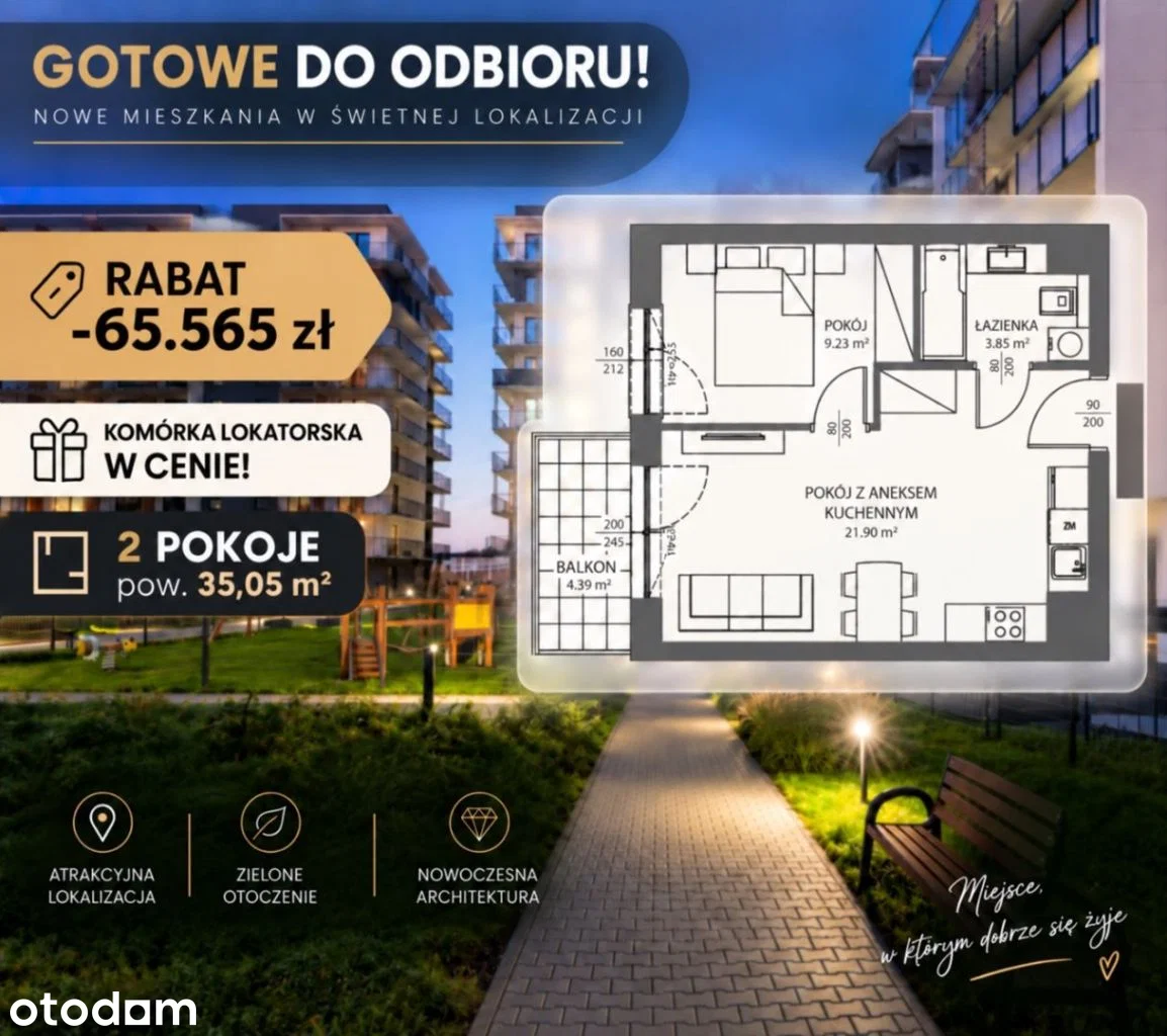 Gotowe! 2pok 35,05m² Rabat 65Tys.! Komórka W Cenie