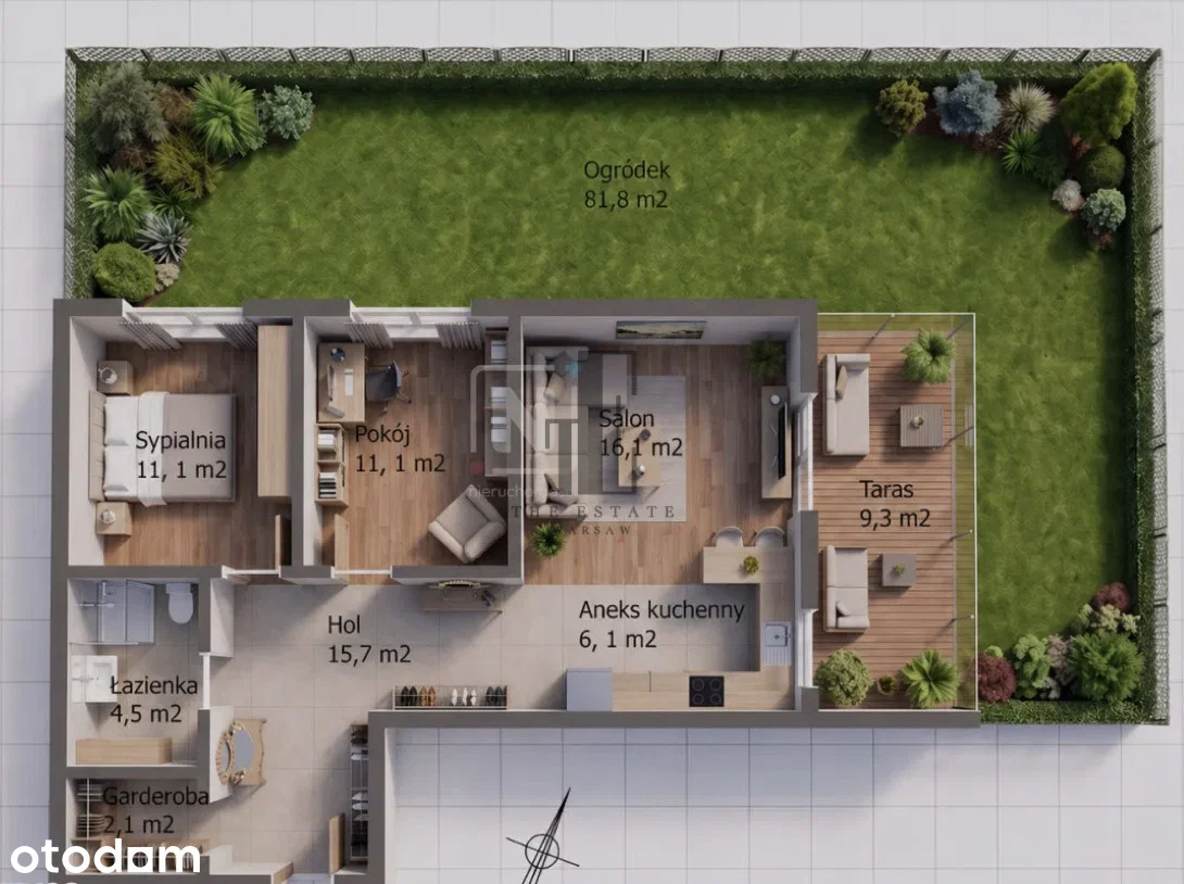 Narożne mieszkanie z ogródkiem 92m2 +komórka+garaż