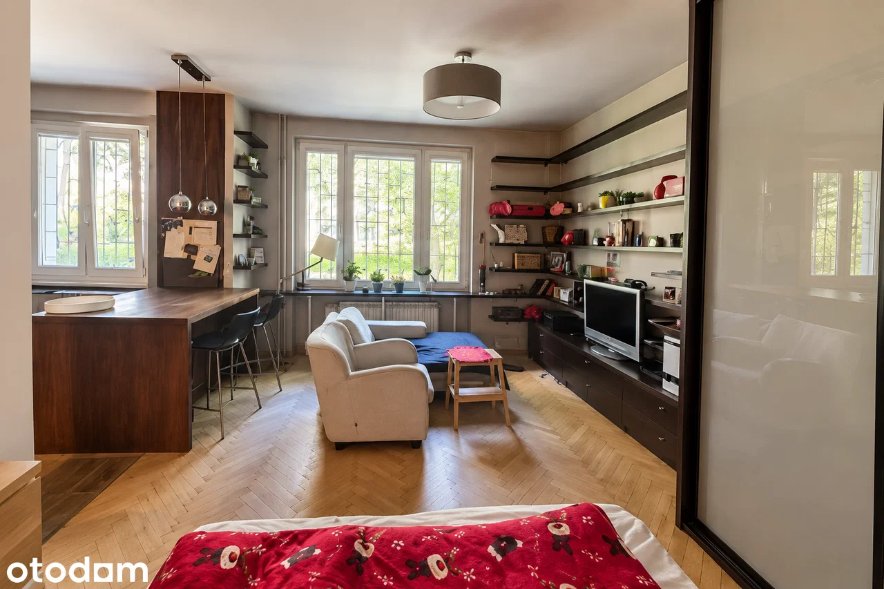 Mokotów | 38,4 m² , wys. 2,9 m, widok na zieleń