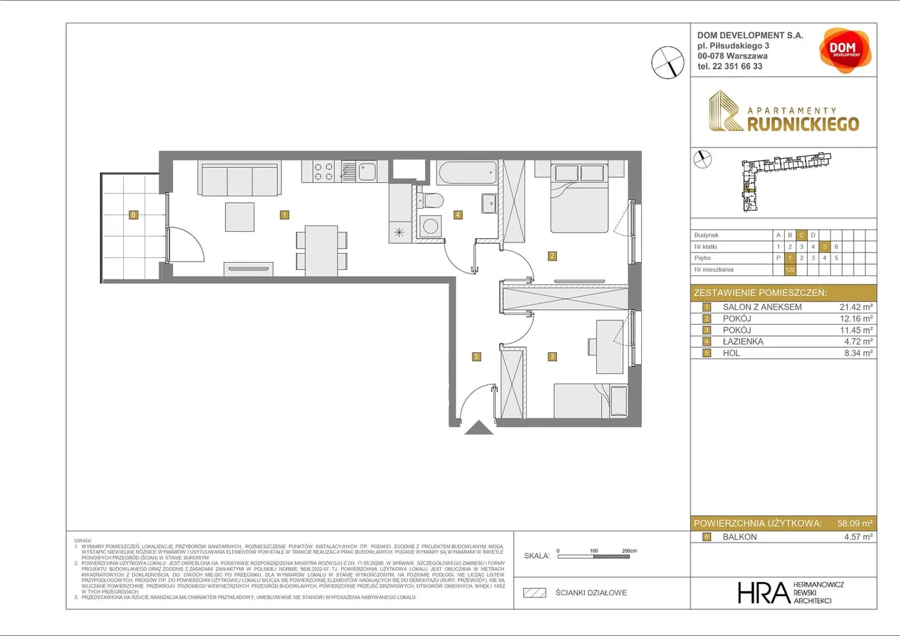 Лот APARTAMENTY RUDNICKIEGO_3_1_C_MK_122 — gen. Klemensa Stanisława Rudnickiego 5