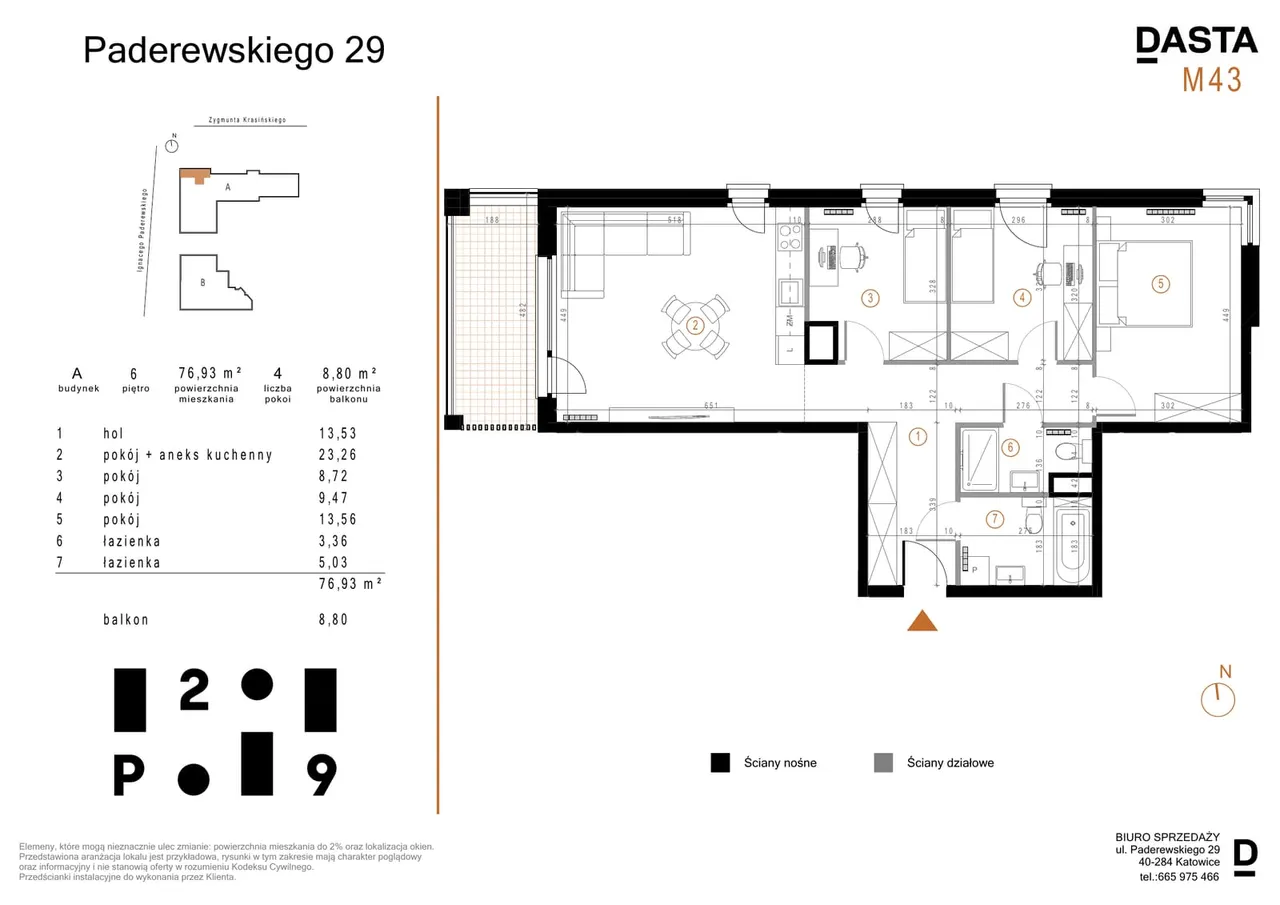 Unit A/M43 — Panorama 3 Stawy ul. Pułaskiego 23