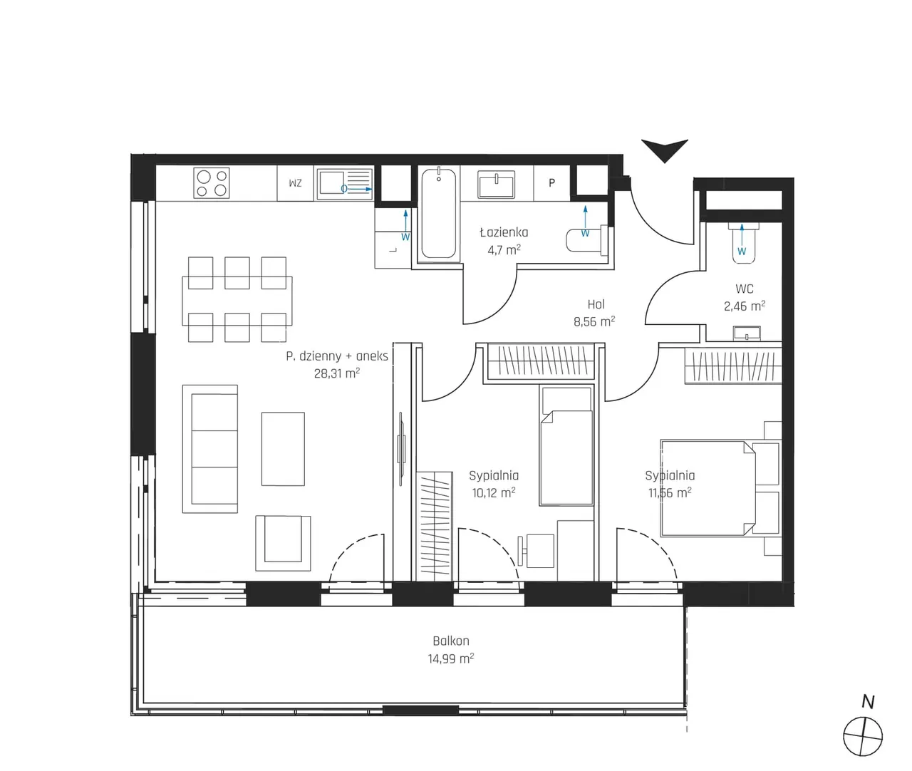 Unit 1M02 — Nadmotławie Apartments