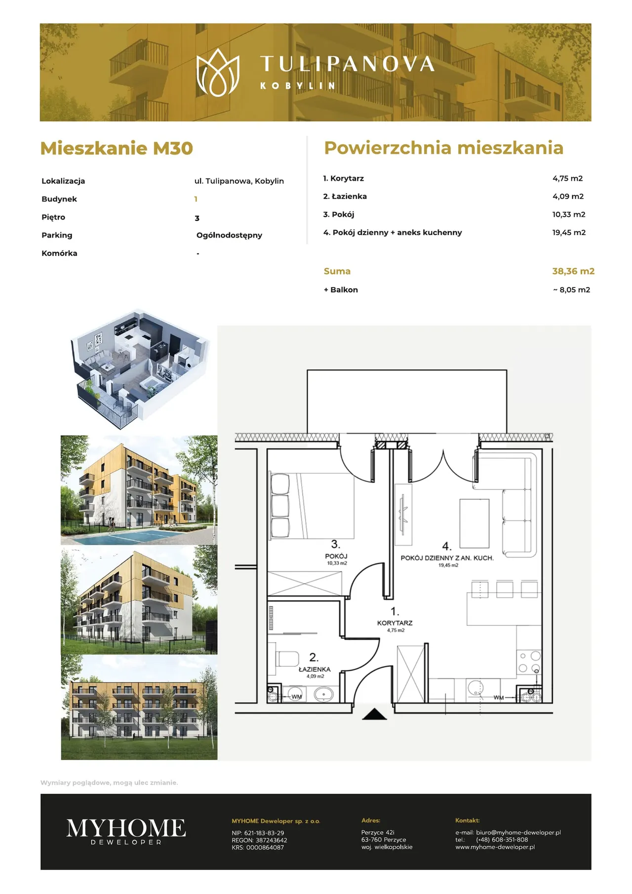Лот Mieszkanie M30 — Tulipanowa dz. 153/7