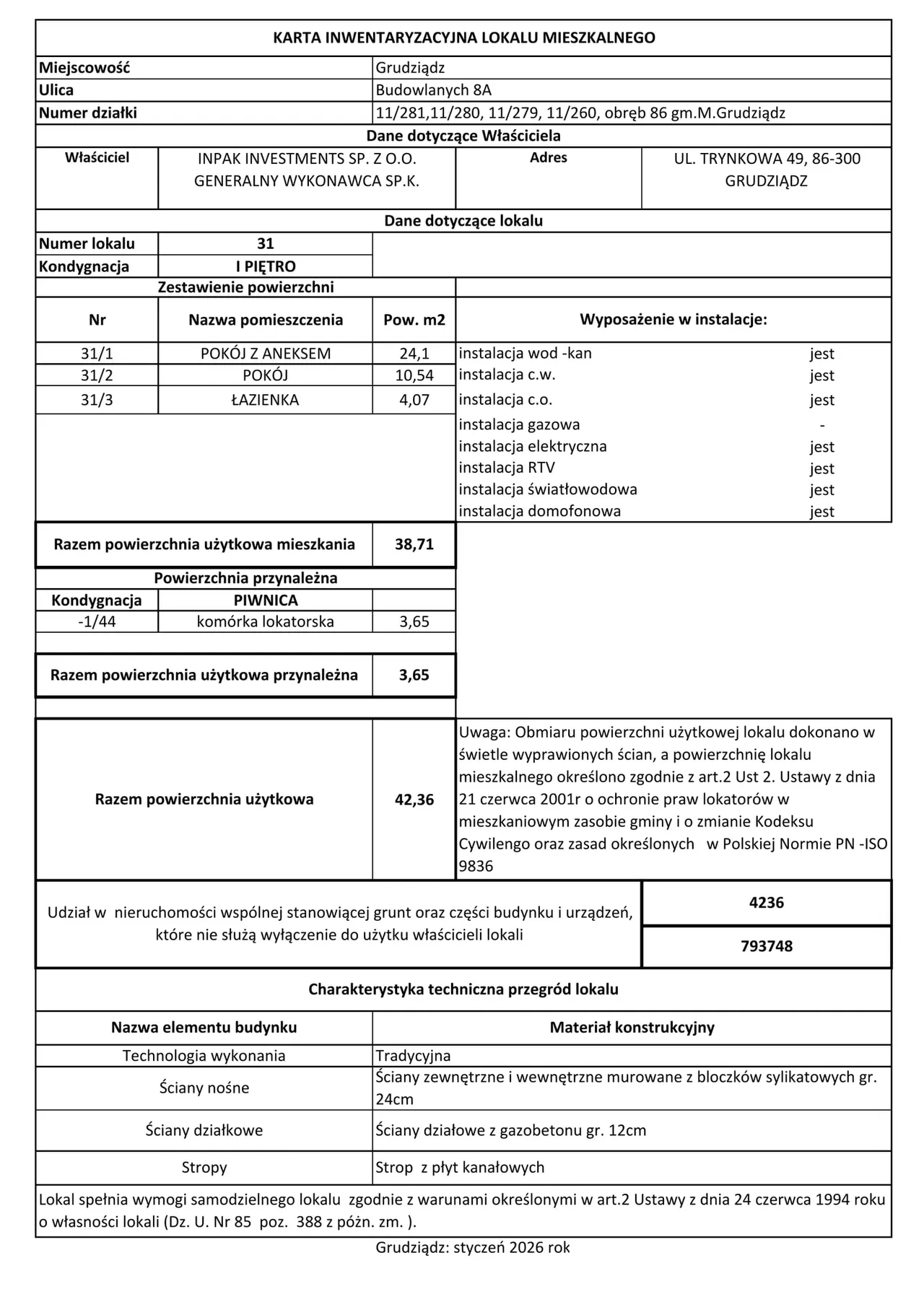 Лот M-31 — Budowlanych